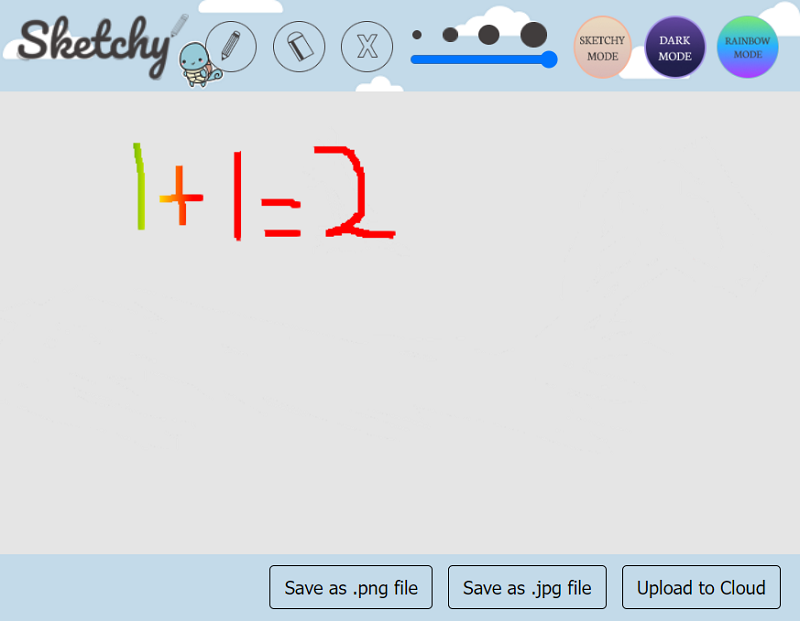 The Sketchy Extension in rainbow mode with a math equation drawn on it